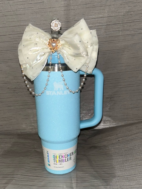 Stanley Other - Stanley blue crush Tumbler with Cream Decorative Bow